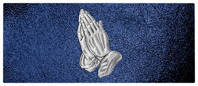 DNSEMP L 516 SL SH BL Silver Praying Hands Shimmer Blue